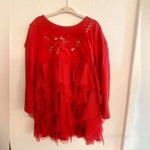 Biscotti Red Ruffled Kids Dress